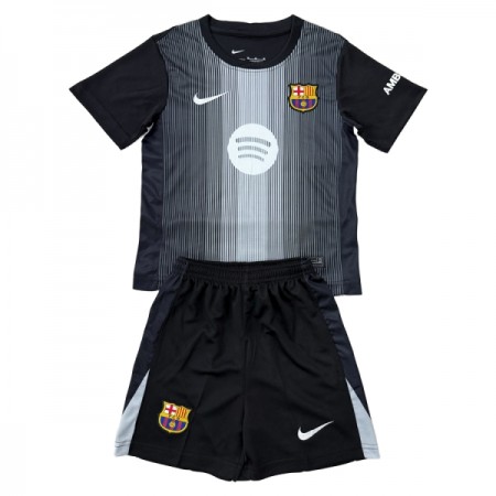 Fotbalový Komplet FC Barcelona Brankářské Dětské 2025-26 Černá Krátký Rukáv (+ trenýrky)