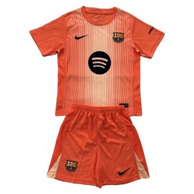 Fotbalový Komplet FC Barcelona Brankářské Dětské 2025-26 Oranžový Krátký Rukáv (+ trenýrky)