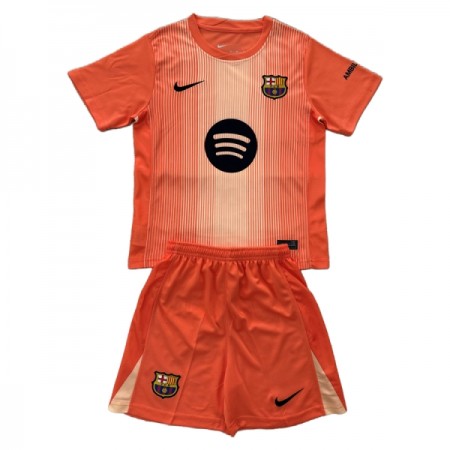 Fotbalový Komplet FC Barcelona Brankářské Dětské 2025-26 Oranžový Krátký Rukáv (+ trenýrky)