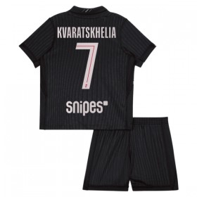 Fotbalový Komplet Paris Saint-Germain Kvaratskhelia 7 Jordan Dětské Čtvrtý 2025-26 Krátký Rukáv (+ trenýrky)
