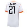 Fotbalový Komplet Nizozemsko F. De Jong 21 Dětské Venkovní Mistrovství Světa 2026 Krátký Rukáv (+ trenýrky)