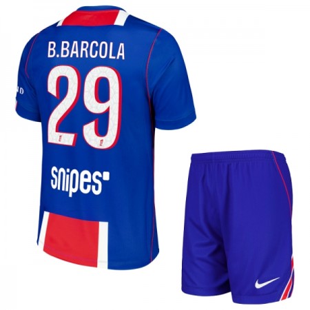Fotbalový Komplet Paris Saint-Germain Bradley Barcola 29 Dětské Domácí 2026-27 Krátký Rukáv (+ trenýrky)
