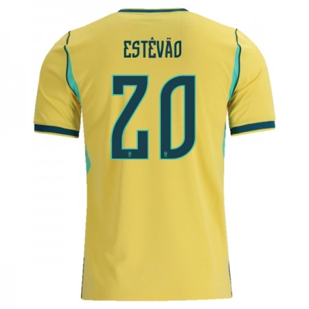 Fotbalové dres Brazílie Estevao 20 Domácí Mistrovství Světa 2026 Krátký Rukáv