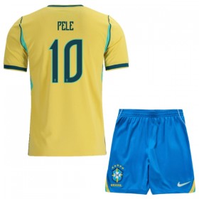 Fotbalový Komplet Brazílie Pele 10 Dětské Domácí Mistrovství Světa 2026 Krátký Rukáv (+ trenýrky)