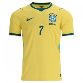 Fotbalový Komplet Brazílie Vini JR. 7 Dětské Domácí Mistrovství Světa 2026 Krátký Rukáv (+ trenýrky)