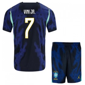Fotbalový Komplet Brazílie Vini JR. 7 Dětské Venkovní Mistrovství Světa 2026 Krátký Rukáv (+ trenýrky)